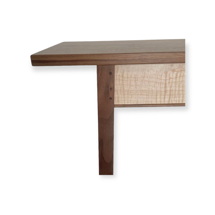 Walnut & Tiger Maple Console Table w/Shelf