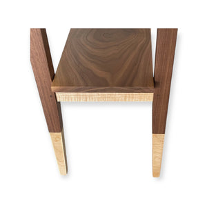 Walnut & Tiger Maple Console Table w/Shelf