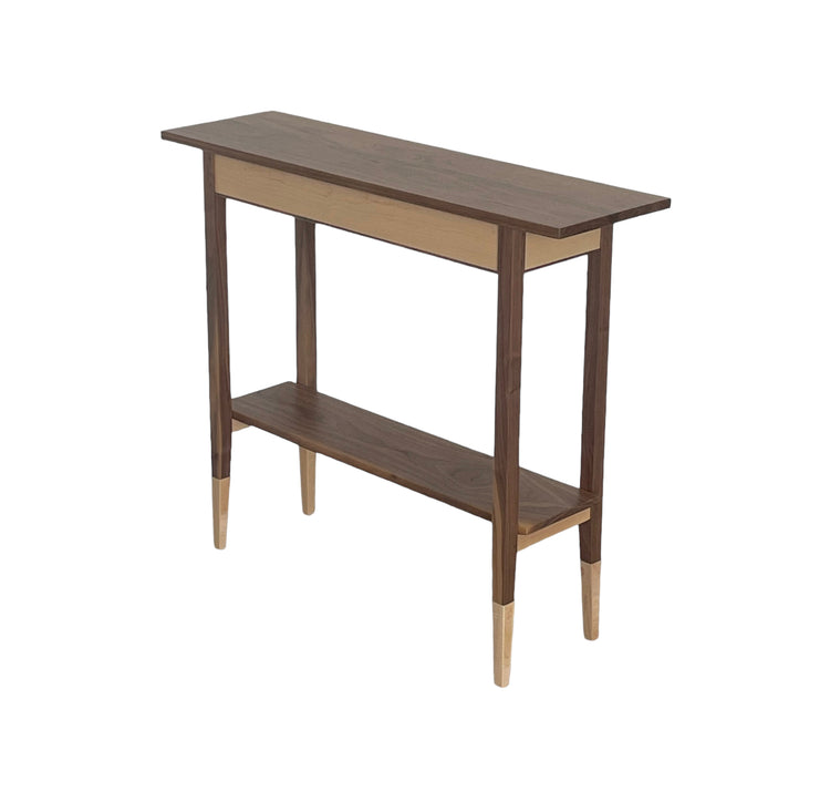 Walnut & Tiger Maple Console Table w/Shelf