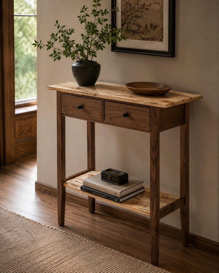 Cherry or Walnut Two-Drawer Hall Table