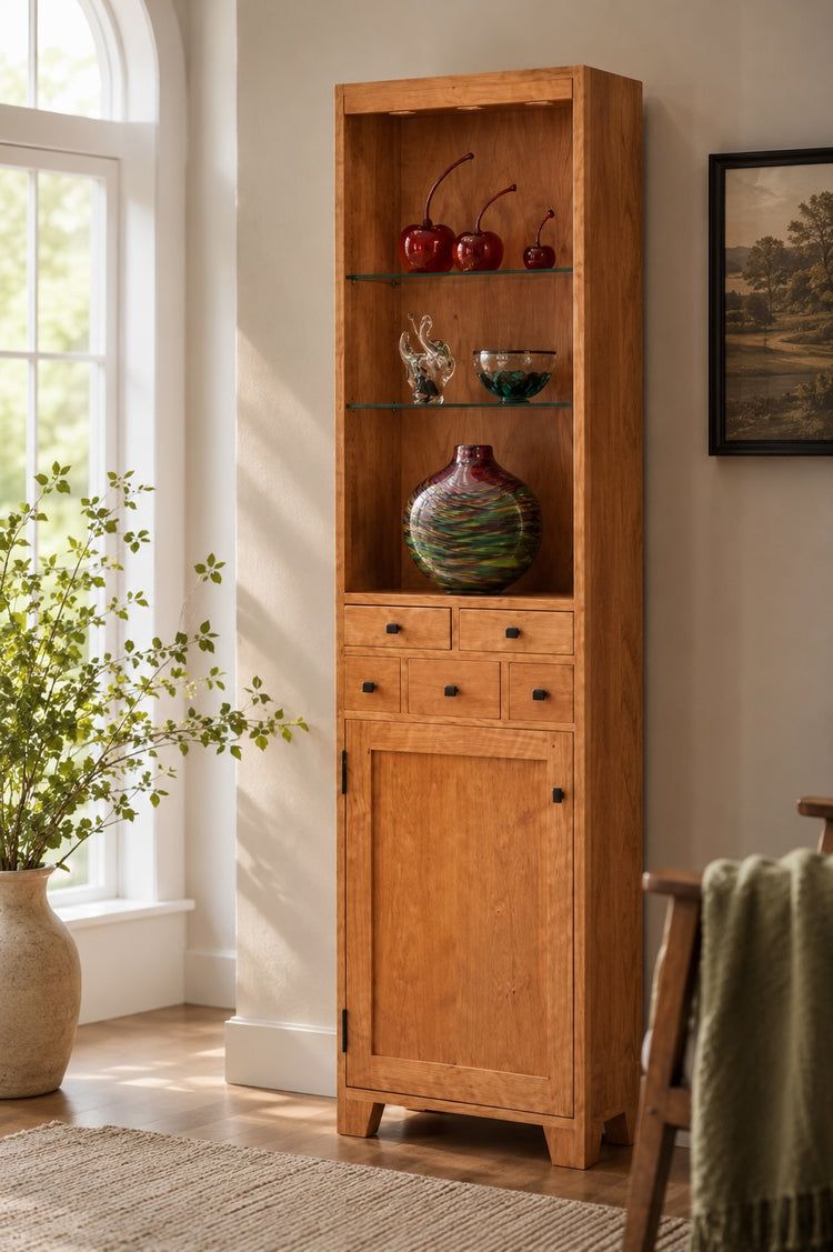 Cherry Curio Cupboard with Drawers