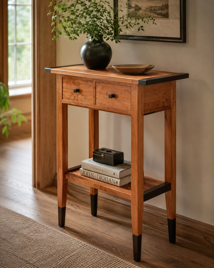 Cherry or Walnut Two-Drawer Hall Table