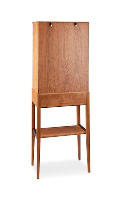 Tall Cherry Lighted Display Cabinet