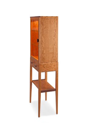 Tall Cherry Lighted Display Cabinet