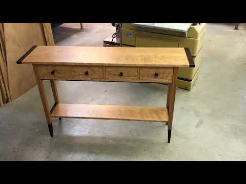 Cherry or Tiger Maple Four-Drawer Console Table